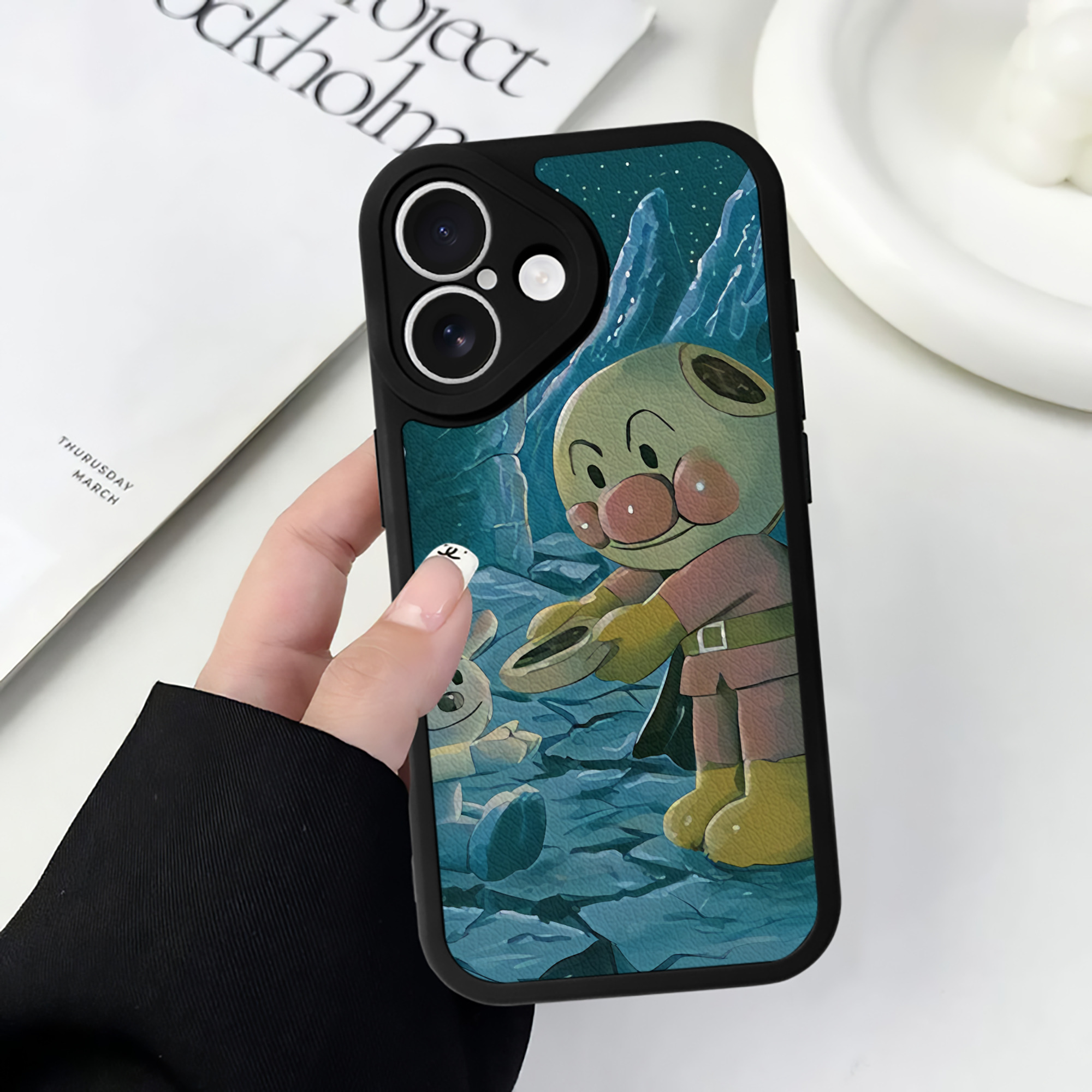 （画像用） アンパンマン Anpanman 【iPhone 16シリーズ対応】シリコンスマホケース（レザー調） 材質：シリコン